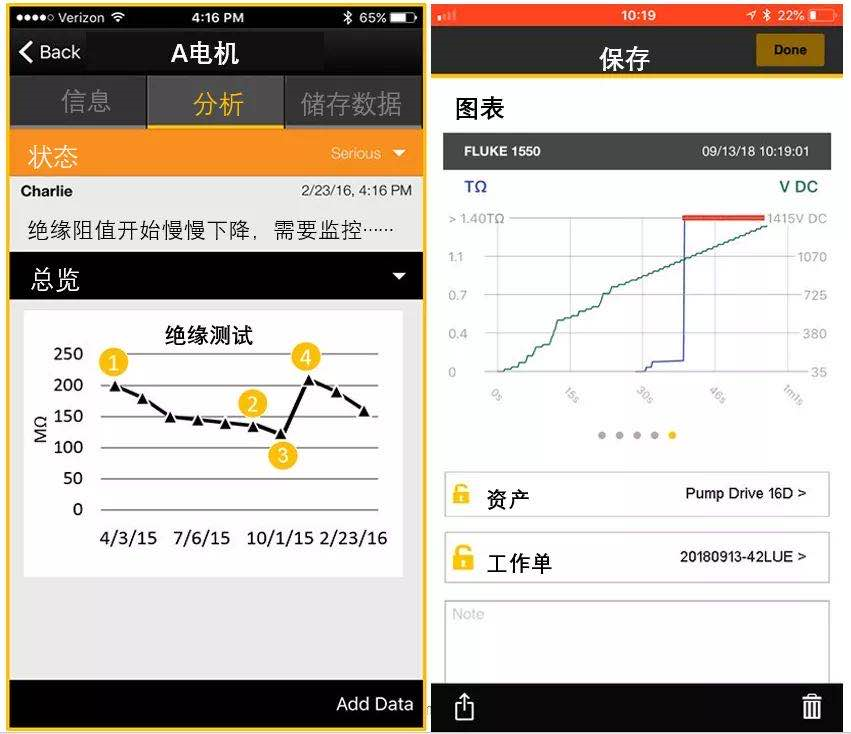 Fluke Connect 應(yīng)用程序測試界面