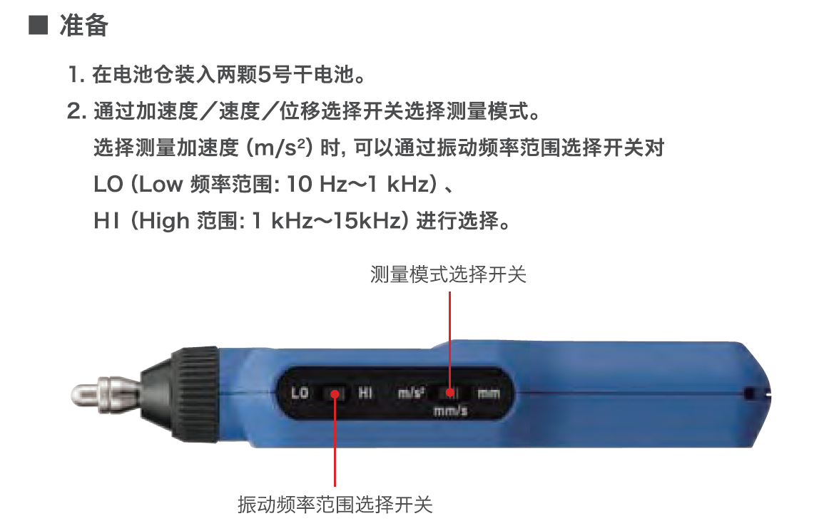  日本理音測振儀VM-63C的測量準(zhǔn)備