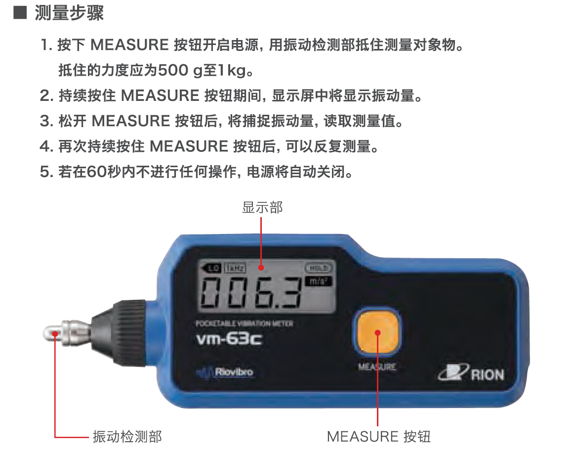 日本理音測振儀VM-63C的測量步驟